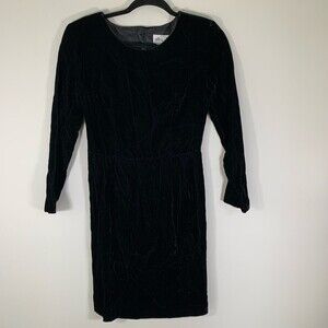 Lang Dress Women’s 4 Black Velvet Long Sleeve Mini Dress Shoulder Pads